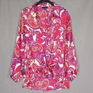 HAVER LONDON Paisley Floral Button Down Size XL/TG‎ Shirt LS 2 Ways Untied Tied